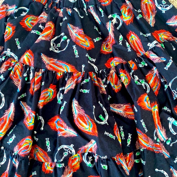 Desert West Sherry Holt Western Squaredance Skirt Feathers Horseshoes Vintage US - Picture 6 of 8